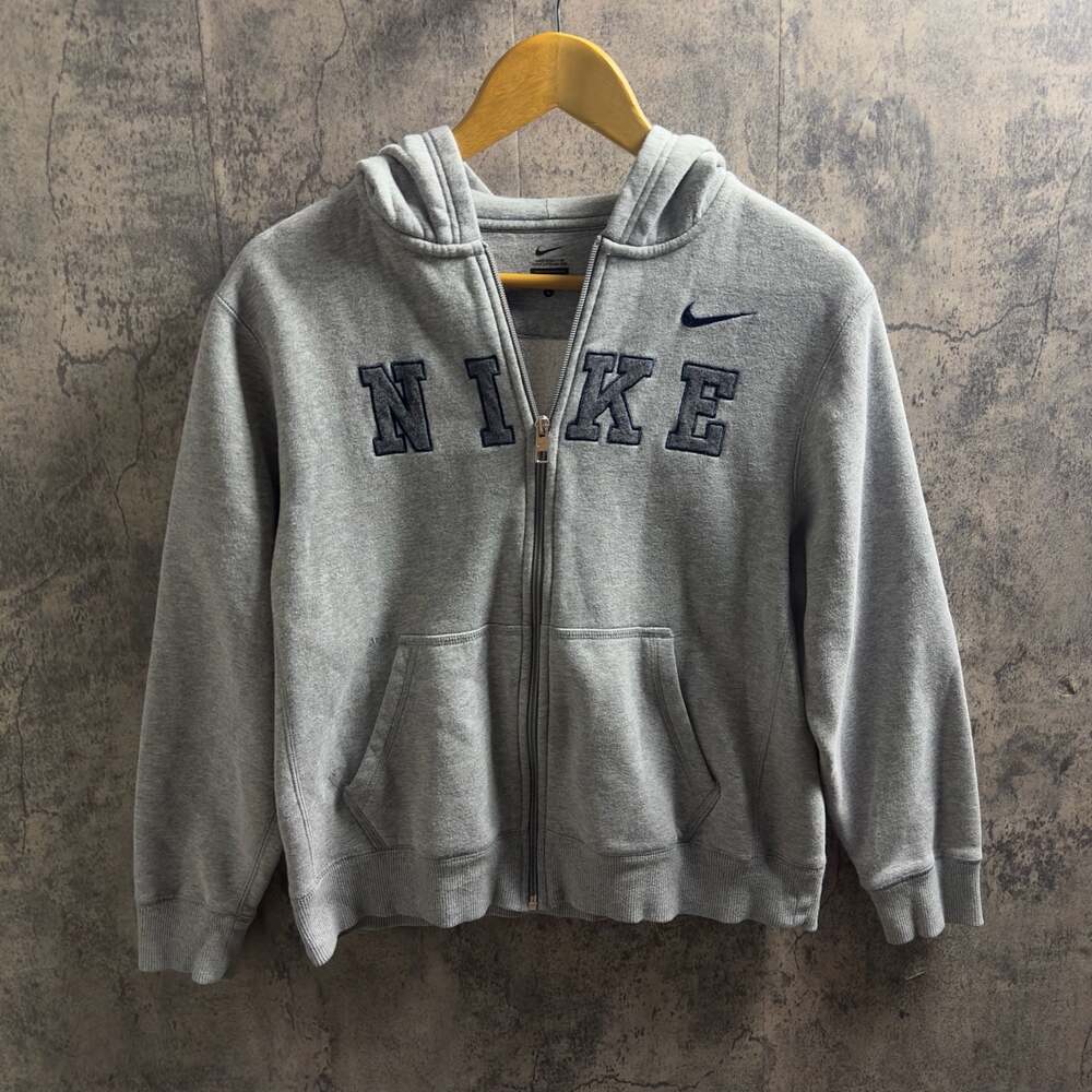 Nike Spellout Zip-Up Hoodie, Grey, Kids Size L